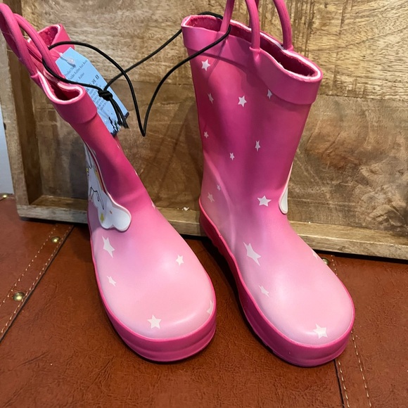 NWT Girls Rainbow Unicorn Rubber Rain Boots, Size 9, Pink, Spring - Picture 4 of 9